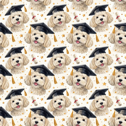 Maltipoo Graduation Wrapping Paper — repeating pattern tile