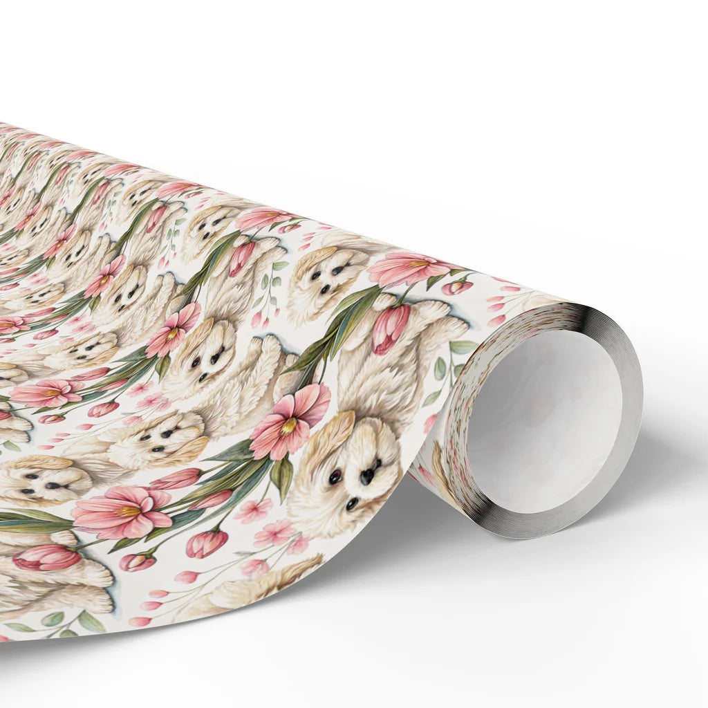 Maltipoo in Bloom Floral Wrapping Paper — paper roll