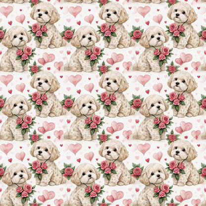 Maltipoo Valentine's Day Wrapping Paper — repeating pattern tile