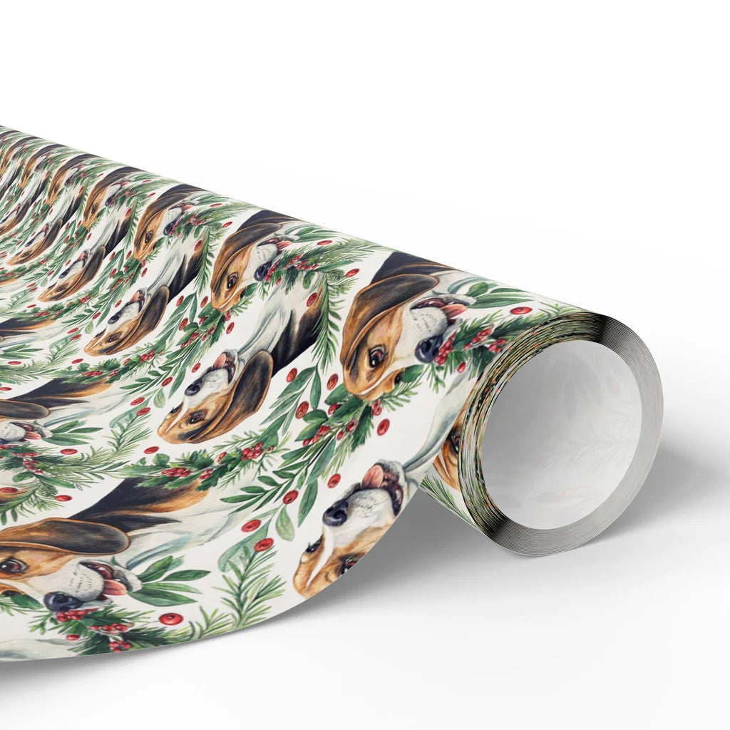 Merry and Bright Beagle Christmas Wrapping Paper — paper roll