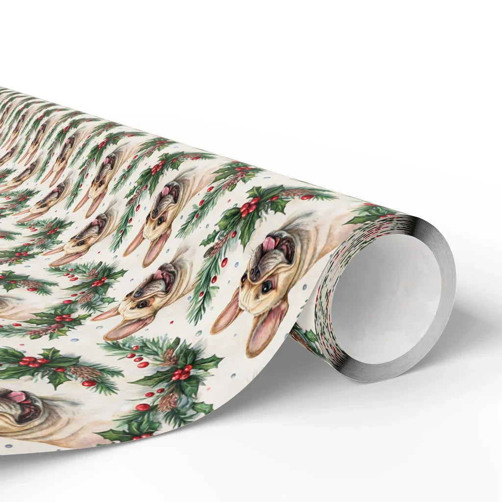 Merry & Bright French Bulldog Christmas Wrapping Paper — paper roll