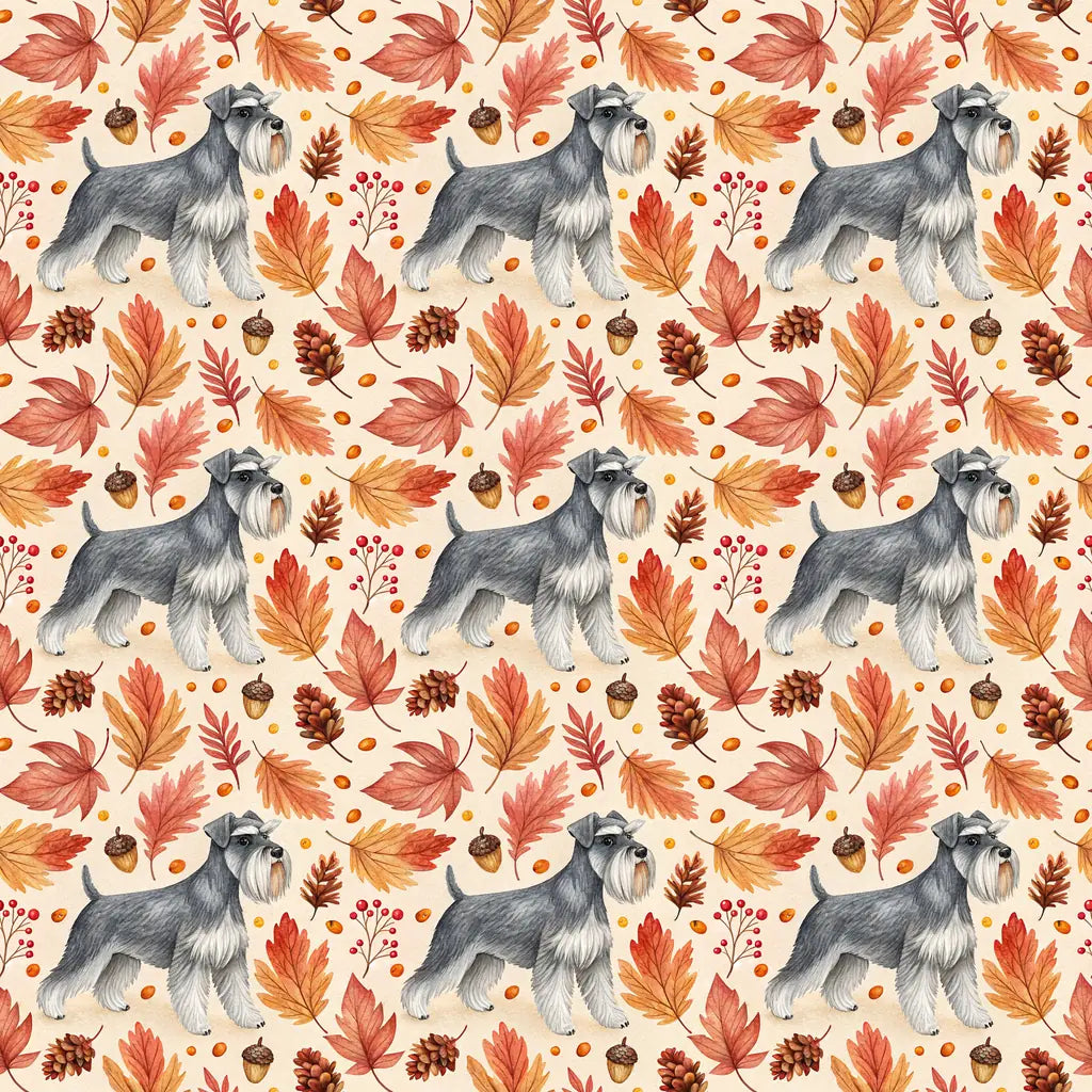 Miniature Schnauzer Autumn Wrapping Paper — repeating pattern tile