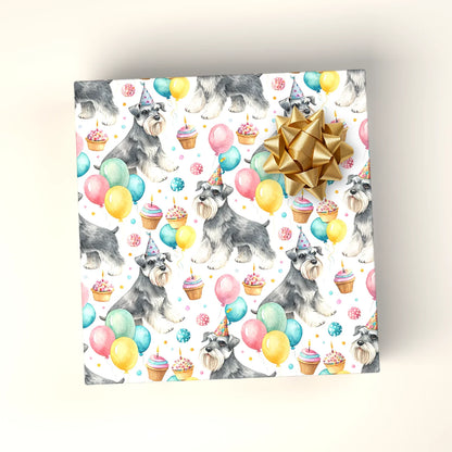 Miniature Schnauzer Birthday Wrapping Paper — wrapped gift presentation