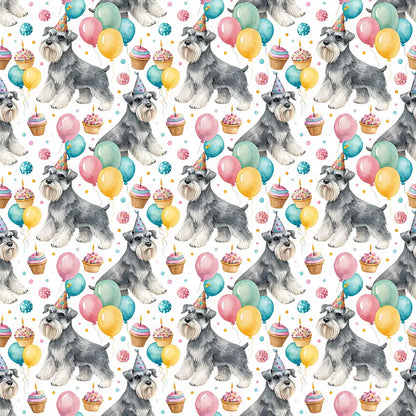 Miniature Schnauzer Birthday Wrapping Paper — repeating pattern tile