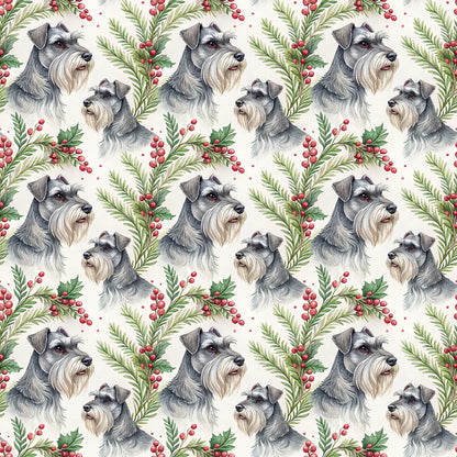 Miniature Schnauzer Portrait Wreath Wrapping Paper — repeating pattern tile