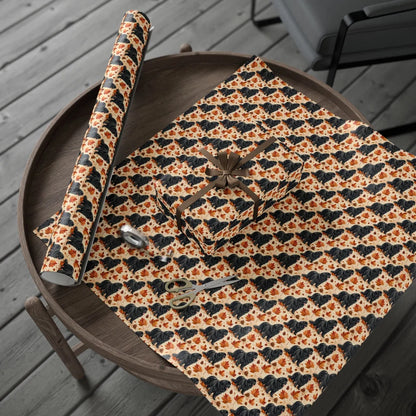 Newfoundland Autumn Wrapping Paper — gift wrapping presented on a wooden table