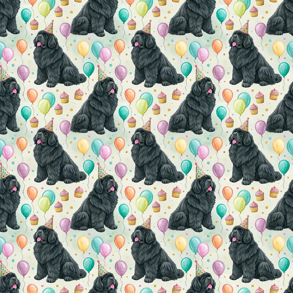 Newfoundland Birthday Wrapping Paper — repeating pattern tile