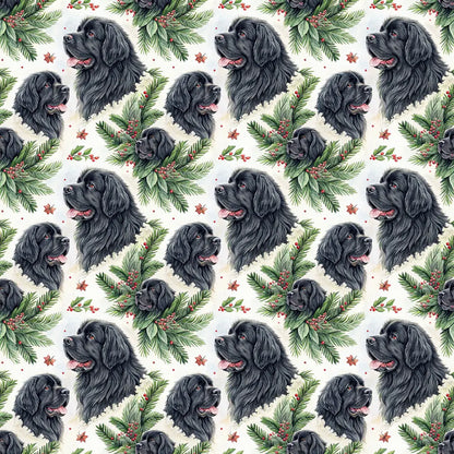 Newfoundland Portrait Wreath Wrapping Paper — repeating pattern tile