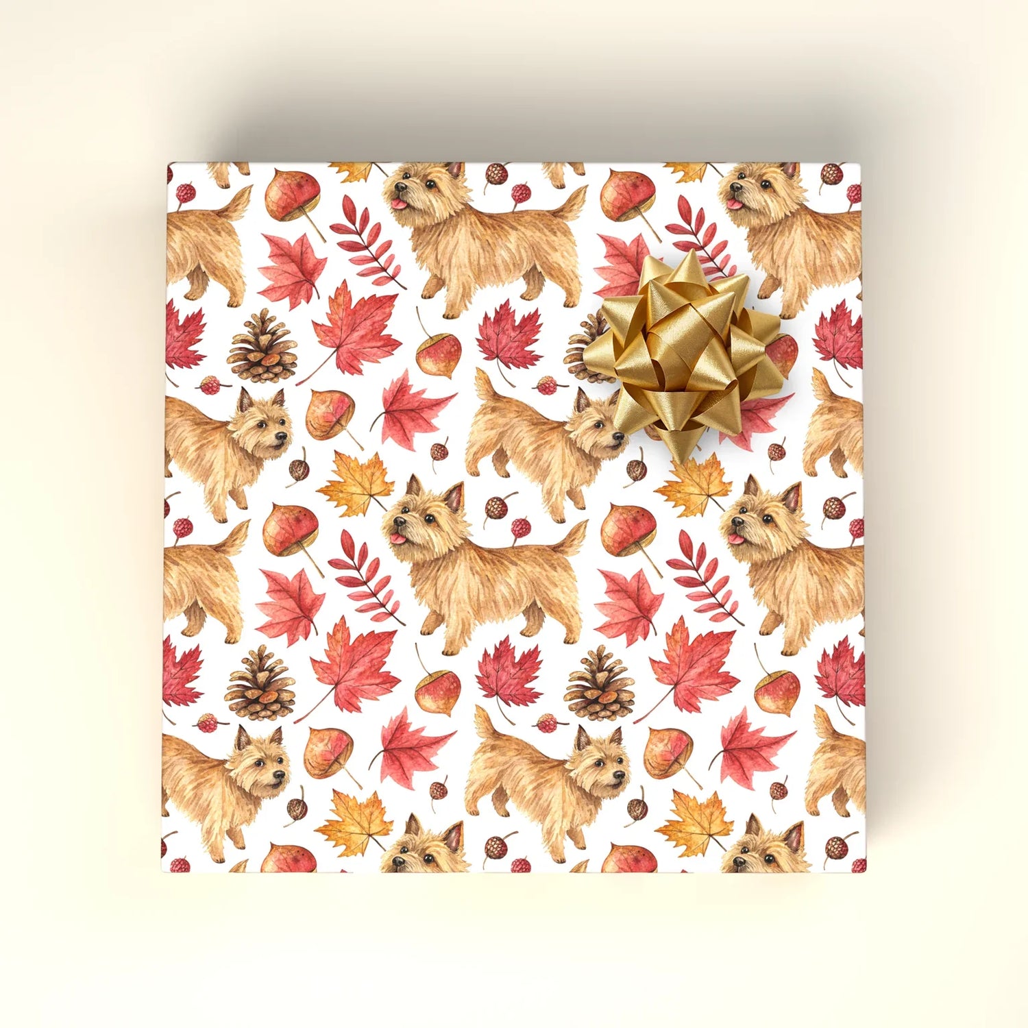 Norwich Terrier Autumn Wrapping Paper — wrapped gift presentation