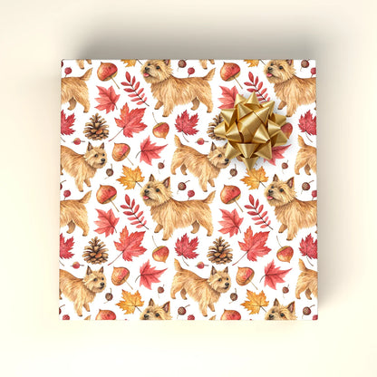 Norwich Terrier Autumn Wrapping Paper — wrapped gift presentation