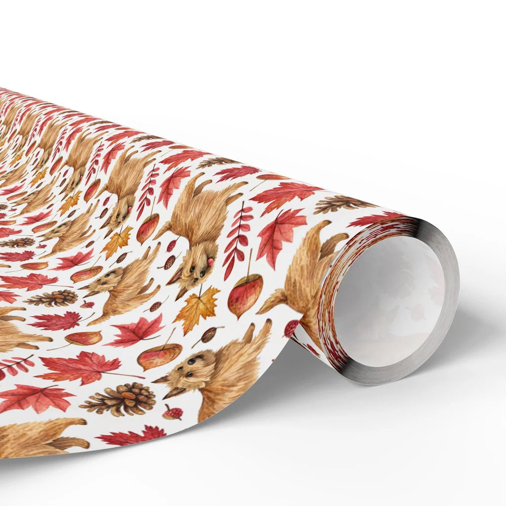Norwich Terrier Autumn Wrapping Paper — paper roll