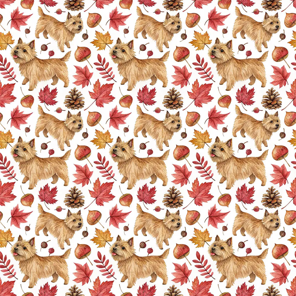 Norwich Terrier Autumn Wrapping Paper — repeating pattern tile