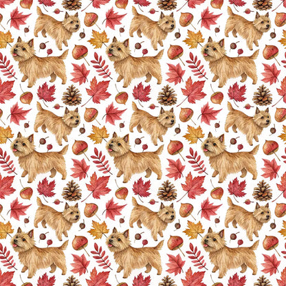 Norwich Terrier Autumn Wrapping Paper — repeating pattern tile
