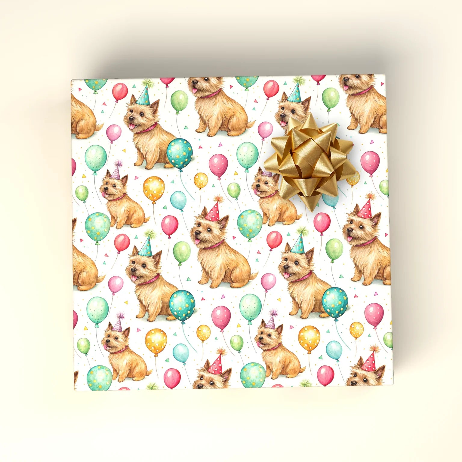 Norwich Terrier Birthday Wrapping Paper — wrapped gift presentation