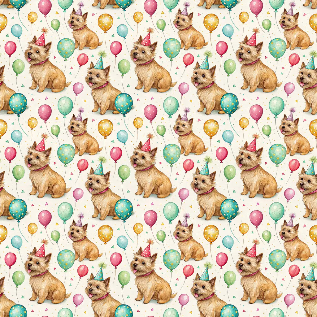 Norwich Terrier Birthday Wrapping Paper — repeating pattern tile