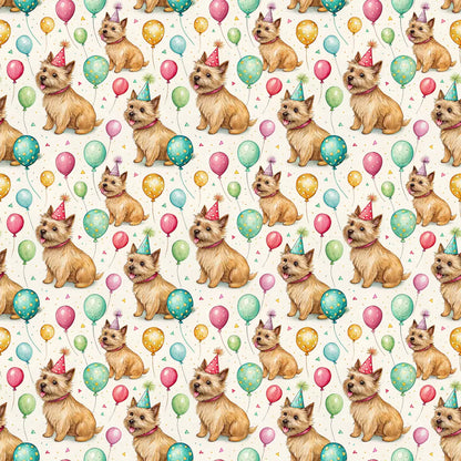 Norwich Terrier Birthday Wrapping Paper — repeating pattern tile