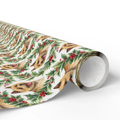 Norwich Terrier Portrait Wreath Wrapping Paper — paper roll