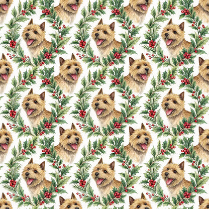 Norwich Terrier Portrait Wreath Wrapping Paper — repeating pattern tile