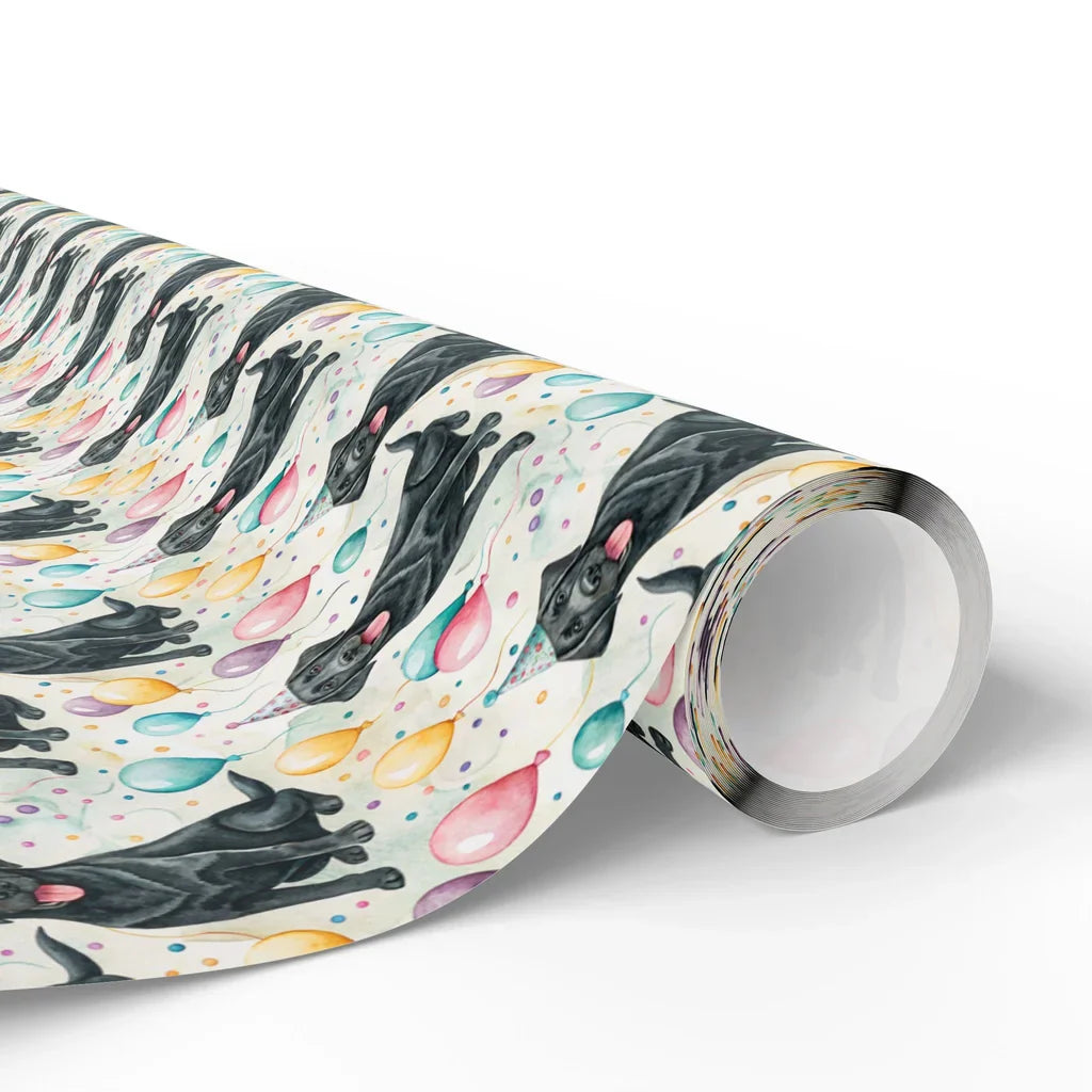 Party Animal: Black Lab Birthday Wrapping Paper — paper roll