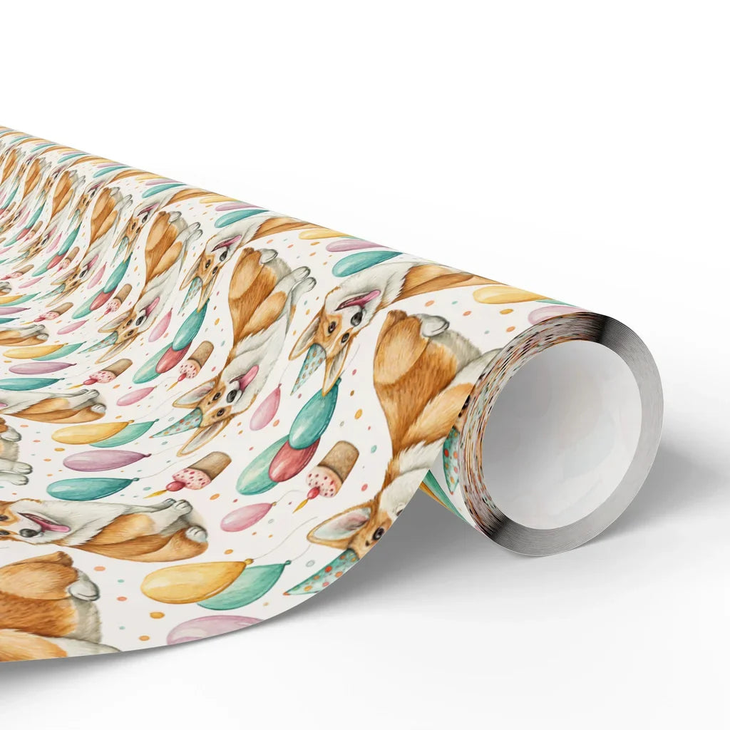 Party Animal: Corgi Birthday Wrapping Paper — paper roll