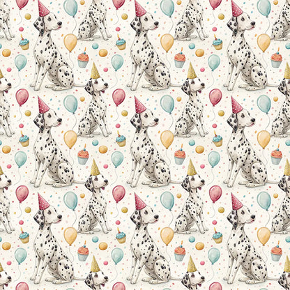 Party Animal: Dalmatian Birthday Wrapping Paper — repeating pattern tile