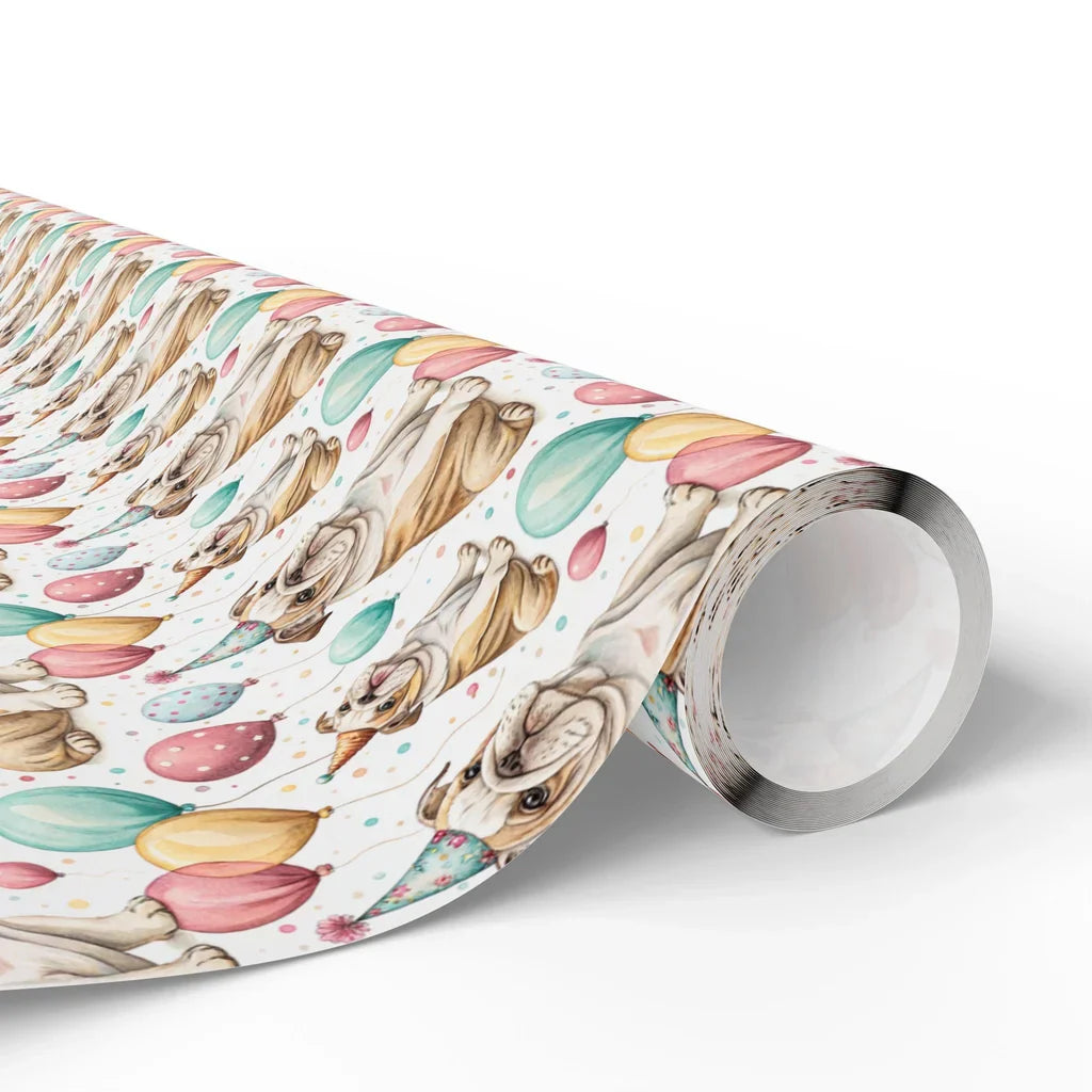 Party Animal: English Bulldog Birthday Wrapping Paper — paper roll