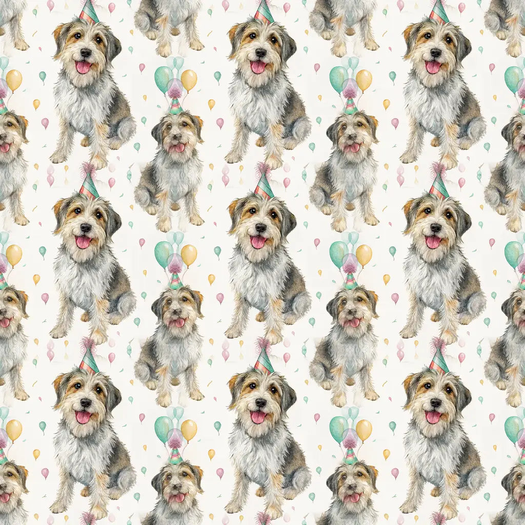 Party Animal Frank the Mutt Birthday Wrapping Paper — repeating pattern tile