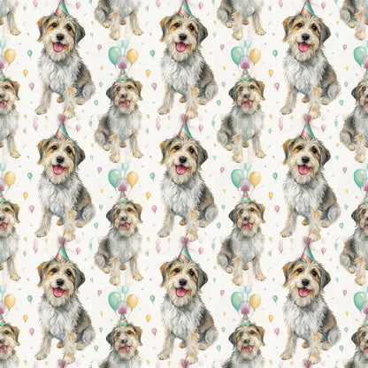 Party Animal Frank the Mutt Birthday Wrapping Paper — repeating pattern tile