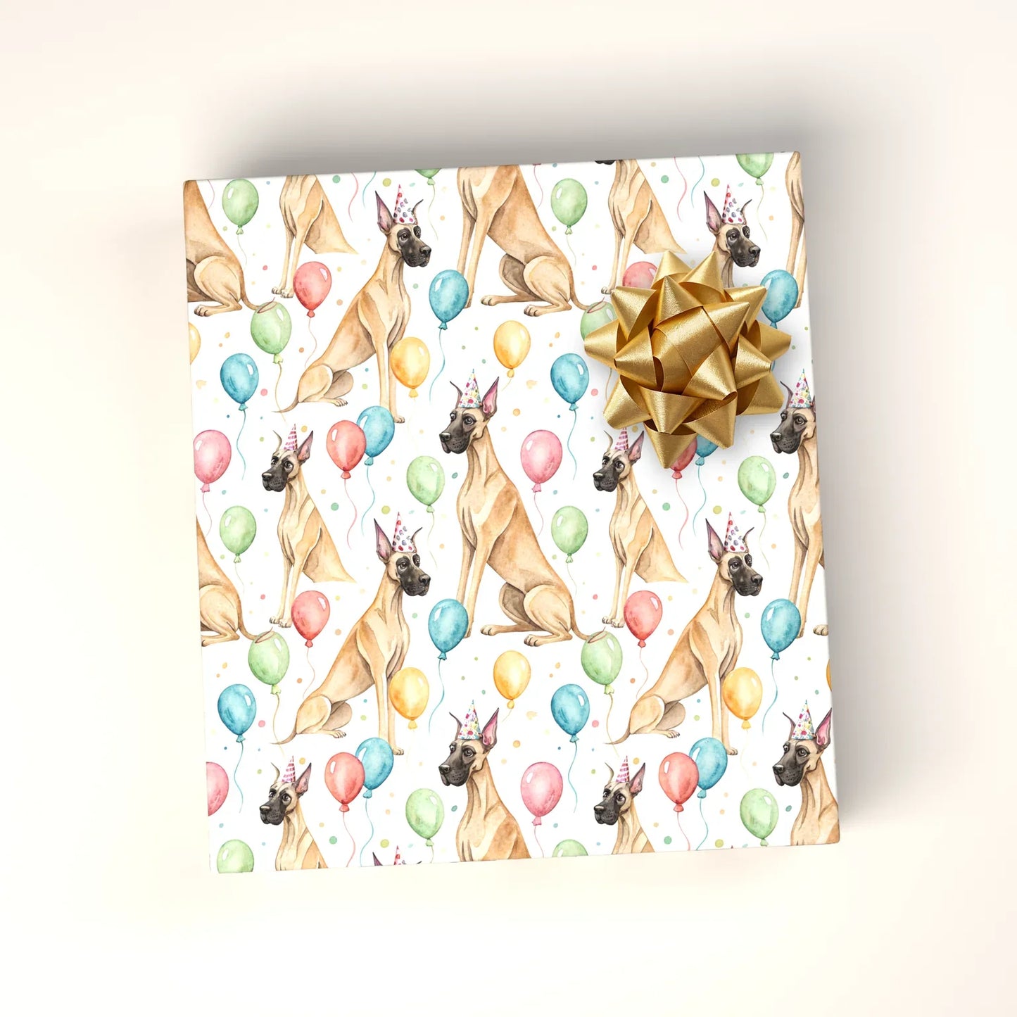 Party Animal: Great Dane Birthday Wrapping Paper — wrapped gift presentation