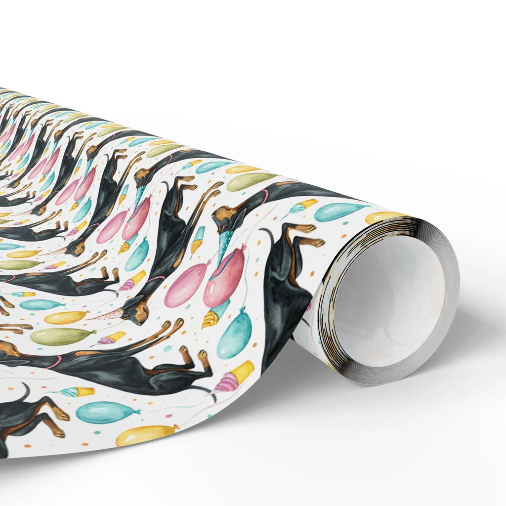 Party Doberman Birthday Wrapping Paper — paper roll
