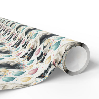 Party Hat Border Collie Birthday Wrapping Paper — paper roll