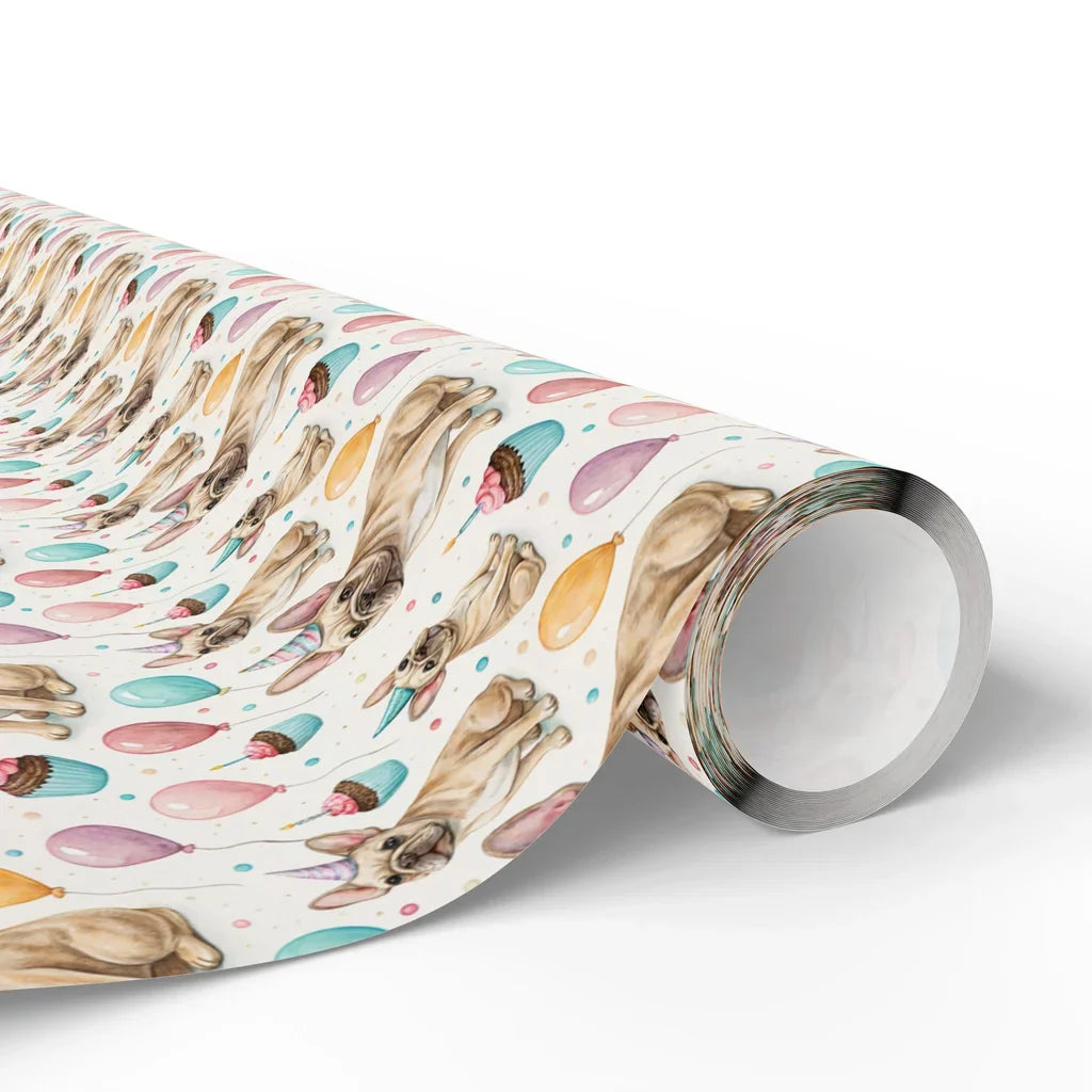 Party Hat French Bulldog Birthday Wrapping Paper — paper roll