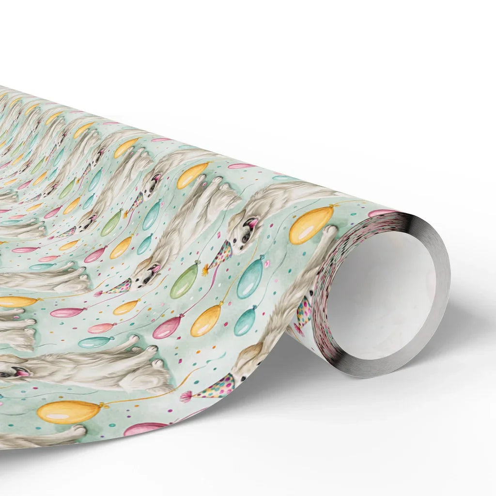 Party Hat Golden Retriever Birthday Wrapping Paper — paper roll