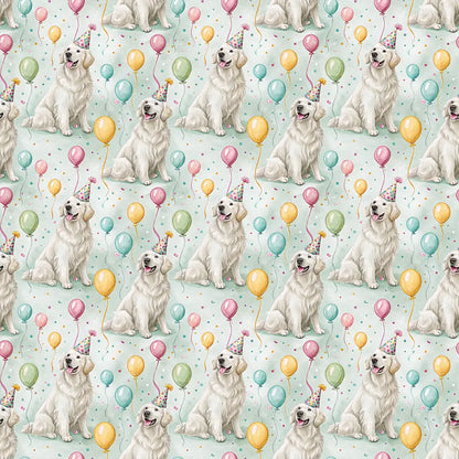 Party Hat Golden Retriever Birthday Wrapping Paper — repeating pattern tile