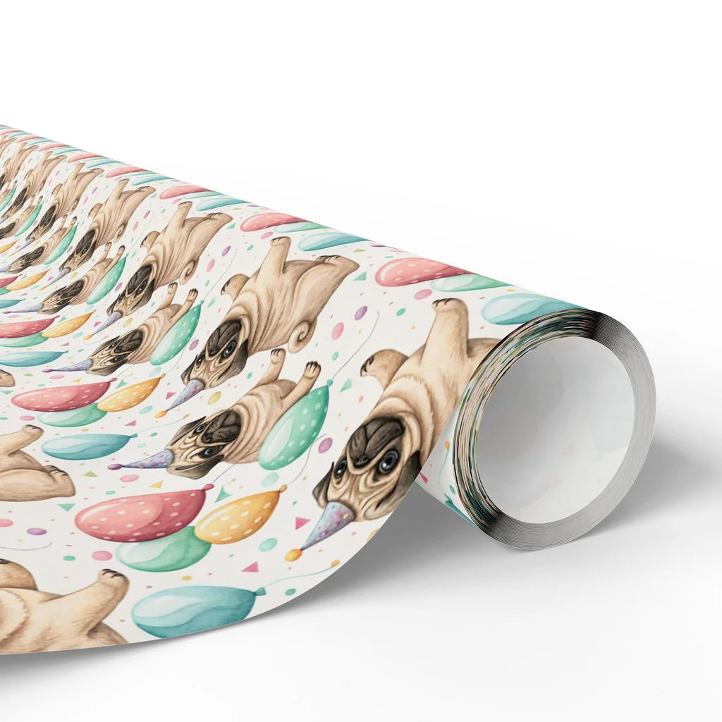 Party Pug Birthday Wrapping Paper — paper roll