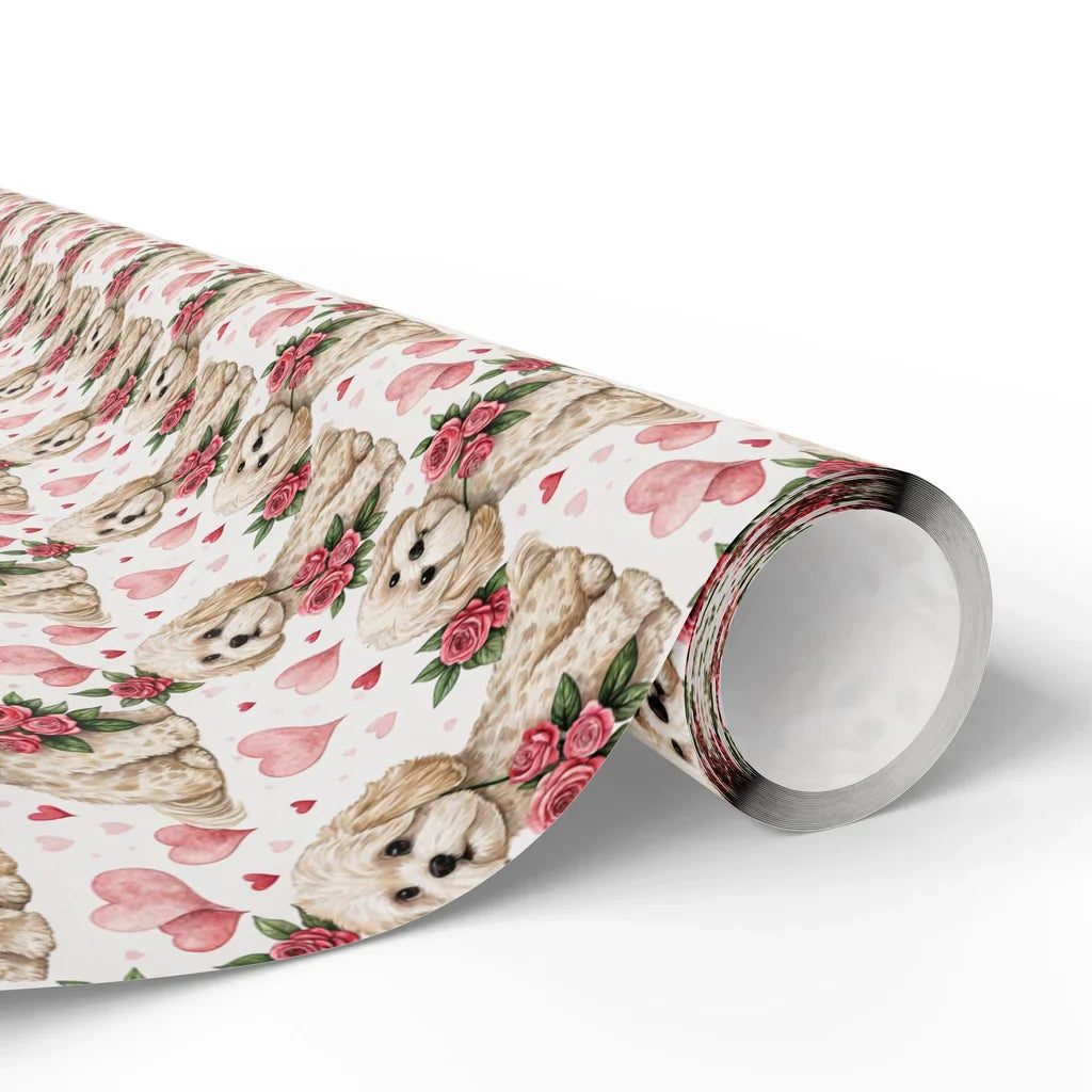 Pawsitively Yours: Cavapoo Valentine's Day Wrapping Paper — paper roll