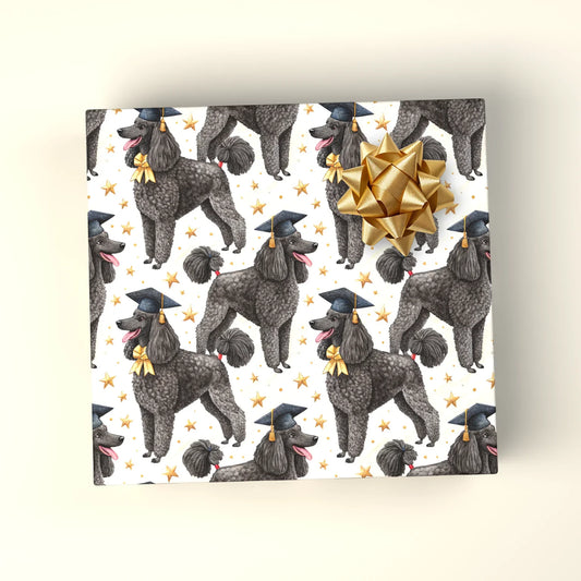 Poodle Graduation Wrapping Paper — wrapped gift presentation