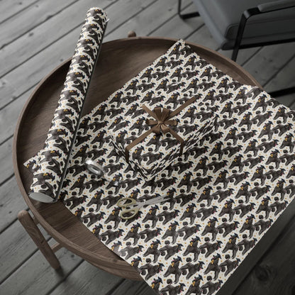 Poodle Graduation Wrapping Paper — gift wrapping presented on a wooden table