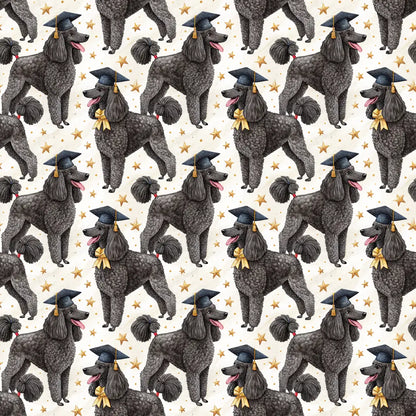 Poodle Graduation Wrapping Paper — repeating pattern tile