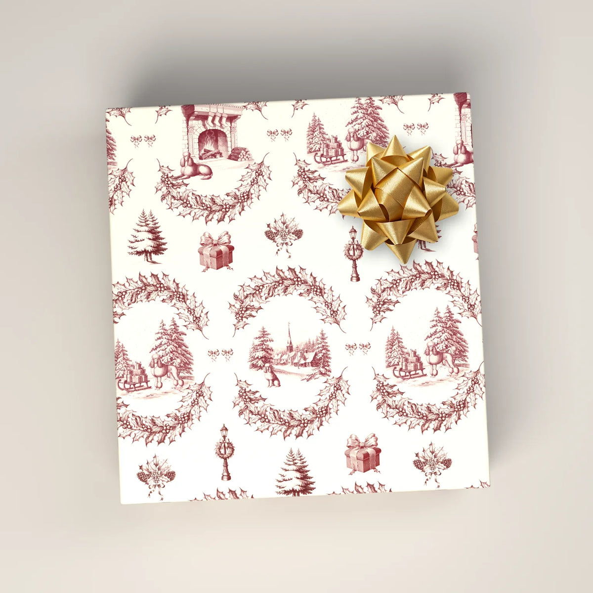 Poodle Toile Wrapping Paper — wrapped gift presentation