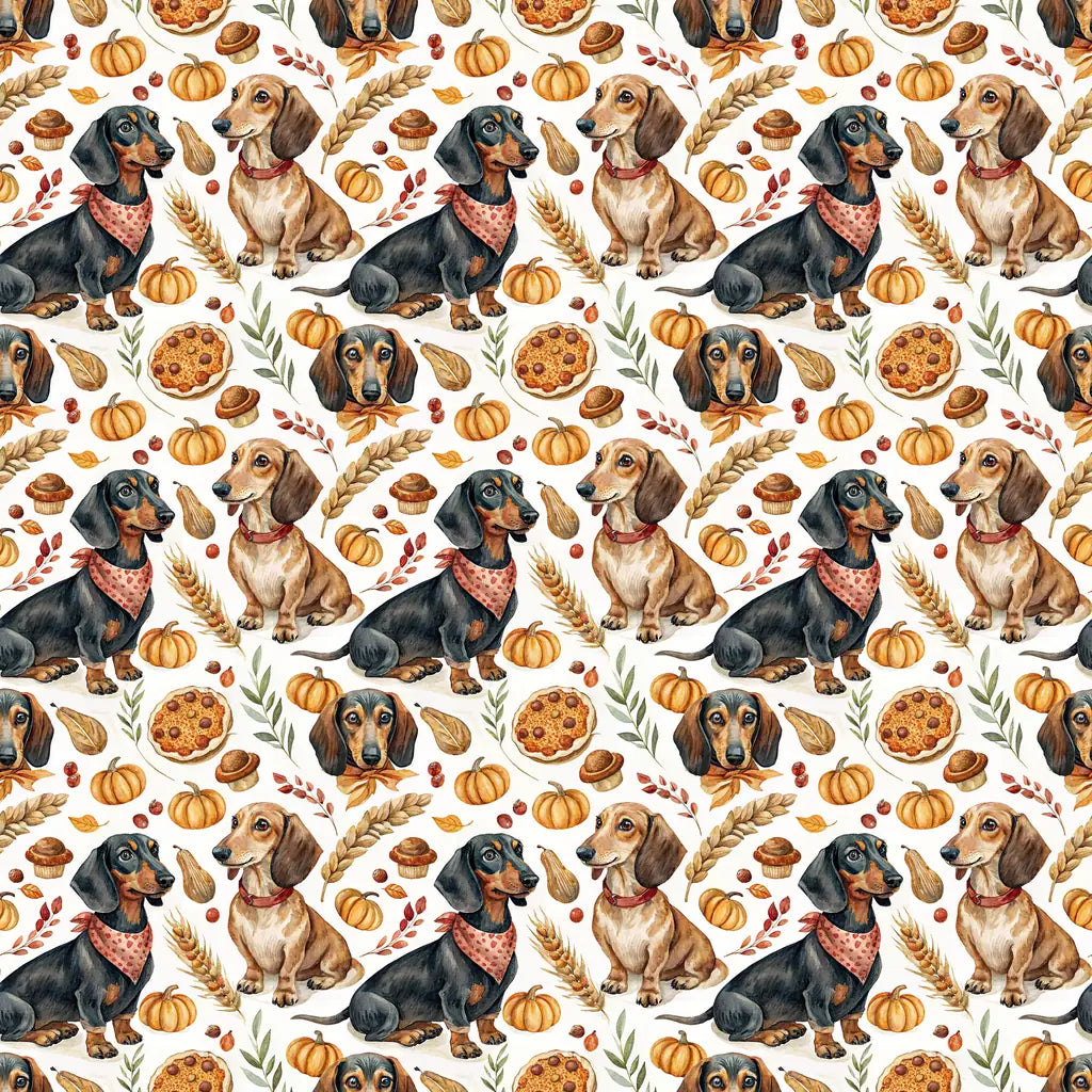 Dachshund Thanksgiving Wrapping Paper — repeating pattern tile