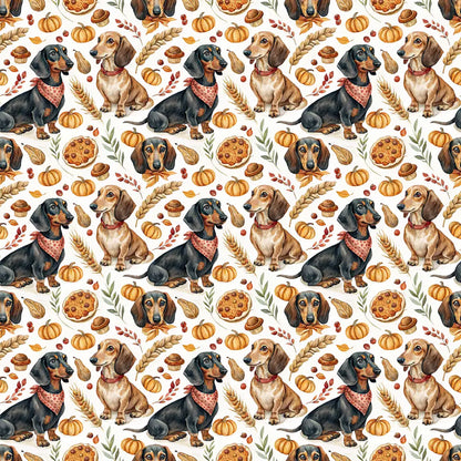 Dachshund Thanksgiving Wrapping Paper — repeating pattern tile