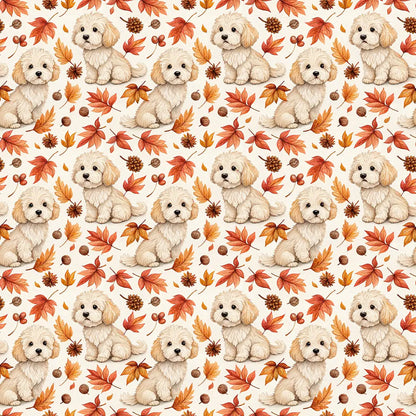 Maltipoo Autumn Wrapping Paper — repeating pattern tile