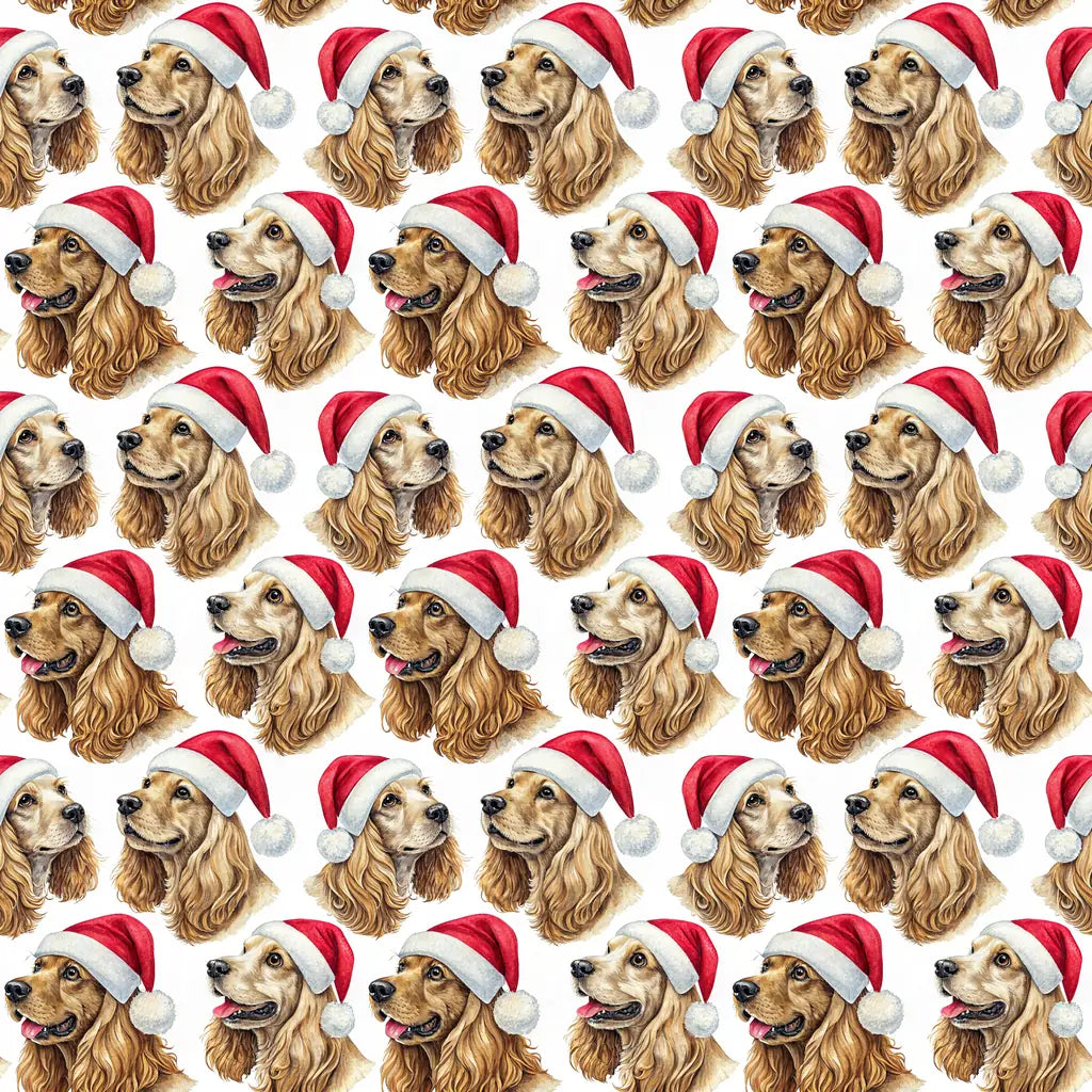 Santa Paws Cocker Spaniel Christmas Wrapping Paper — repeating pattern tile