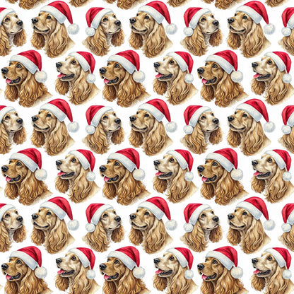 Santa Paws Cocker Spaniel Christmas Wrapping Paper — repeating pattern tile