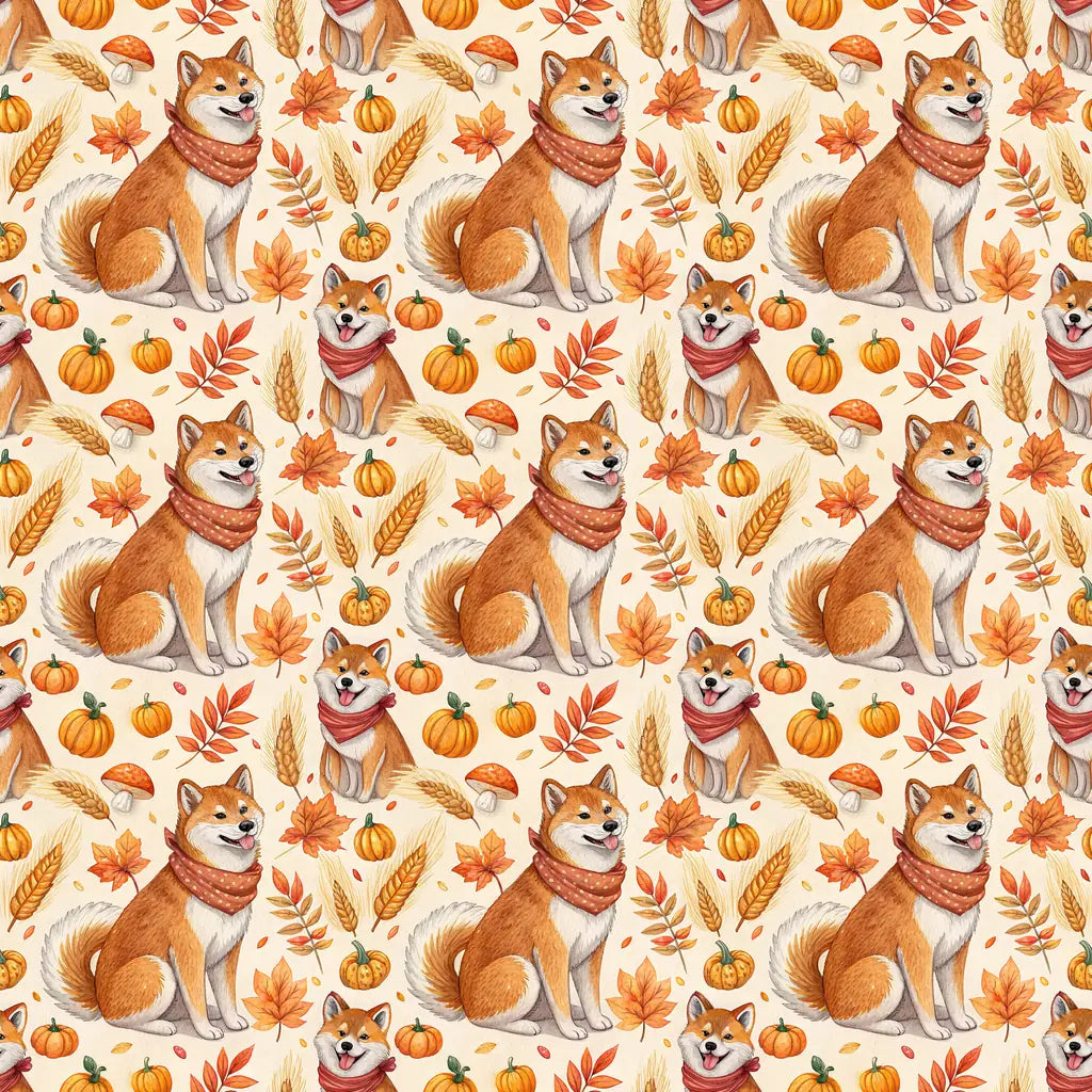 Shiba Inu Thanksgiving Wrapping Paper — repeating pattern tile