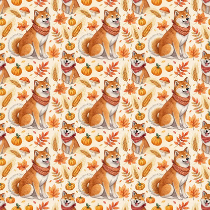 Shiba Inu Thanksgiving Wrapping Paper — repeating pattern tile