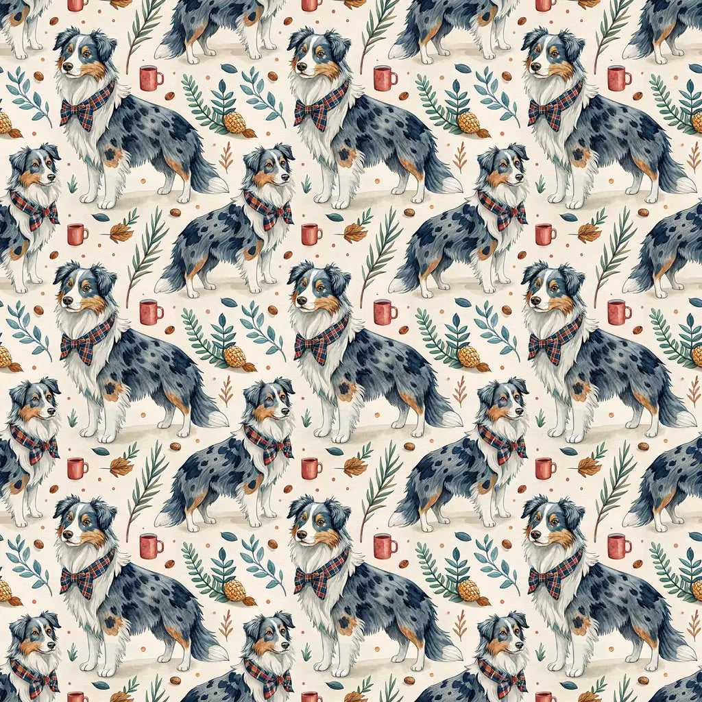 Dapper Australian Shepherd Father's Day Wrapping Paper — repeating pattern tile