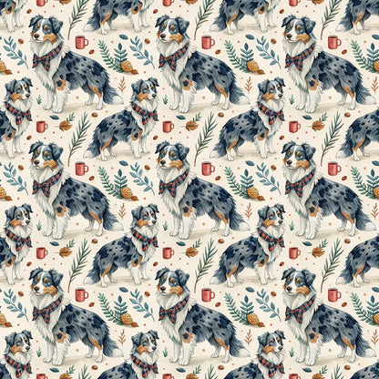 Dapper Australian Shepherd Father's Day Wrapping Paper — repeating pattern tile