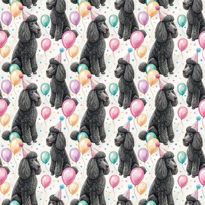 Party Animal Poodle Birthday Wrapping Paper — repeating pattern tile
